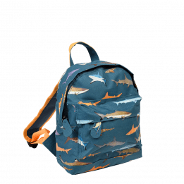 Mini backpack for kids with pictures of sharks