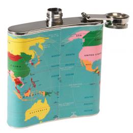 World Map Hip Flask
