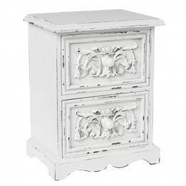 Wood 2 Drawer Cabinet White Finish