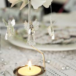 Rotating Silver Angels Tealight Holder