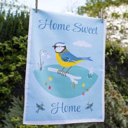 Blue Tit Home Sweet Home Tea Towel