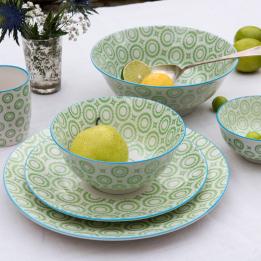 Japanese Side Plate Green Circles