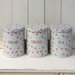 La Petite Rose Set Of 3 Tea Coffee Sugar Tins