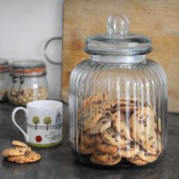 Ridged Glass Biscuit Jar
