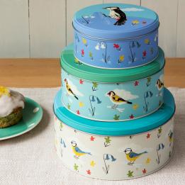 Set Of 3 Garden Birds Cake Tins