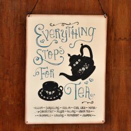 Vintage Stop For Tea Metal Sign