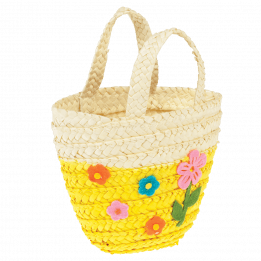 Yellow Woven Flower Basket