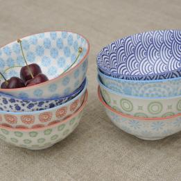 Japanese Blossom Bowl Blue Aztec