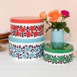 Astrid Flower Round Tins (set Of 3)