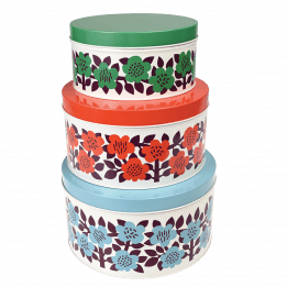 Astrid Flower Round Tins (set Of 3)
