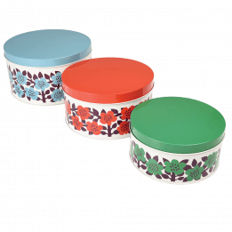 Astrid Flower Round Tins (set Of 3)