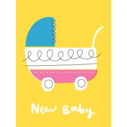 Vintage Pram New Baby Card