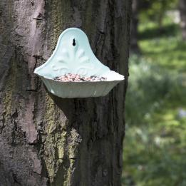 Turquoise Enamel Bird Feeder