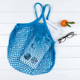 Blue French Style String Shopping Bag