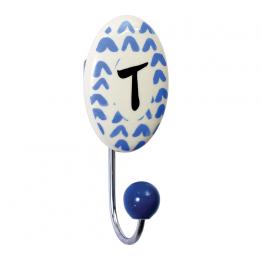 Painted Ceramick Letter Hook T