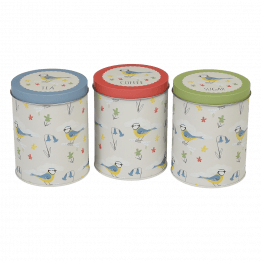 Blue Tit Set Of 3 Tea Coffee Sugar Tins