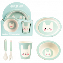 Bonnie The Bunny Bamboo Tableware (set Of 5)