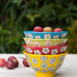 Red Hand Painted Daisy Bowl