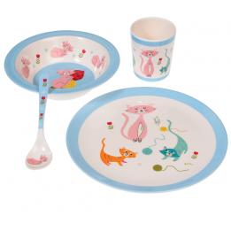 Children'S Cat'S Life Melamine Dinner Set