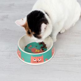 Chester The Cat Bamboo Cat Food Bowl