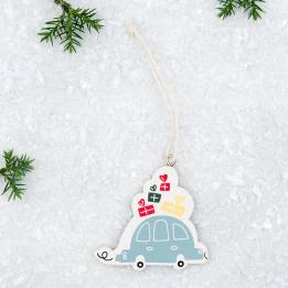 Christmas Car Wooden Tree Decoration