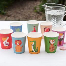 8 Colourful Creatures Paper Cups