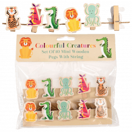 Colourful Creatures Wooden Pegs (string Of 10)