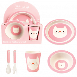 Cookie The Cat Bamboo Tableware (set Of 5)