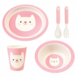 Cookie The Cat Bamboo Tableware (set Of 5)