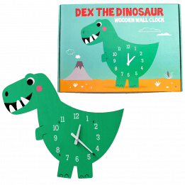 Dex The Dinosaur Wooden Clock