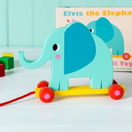 Elvis The Elephant Wooden Pull Toy