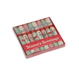 Set Of 8 Festive Family Christmas Saucer Crackers
