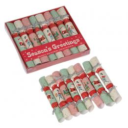 Set Of 8 Festive Family Christmas Saucer Crackers