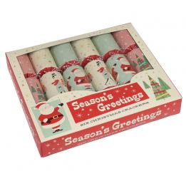 Set Of 6 Festive Family Christmas Table Crackers