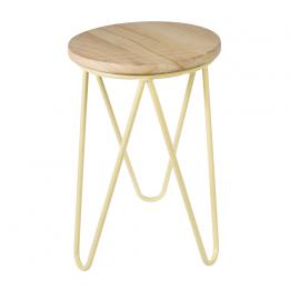 Ivory Fifties Style Wooden Stool