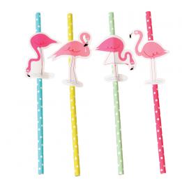 Flamingo Bay Party Straws (pack Of 4)