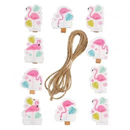 Flamingo Bay Wooden Pegs (string Of 10)