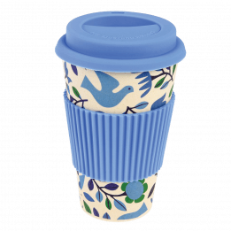 Folk Doves Bamboo Travel Mug