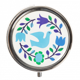 Folk Doves Pill Box With Mirror