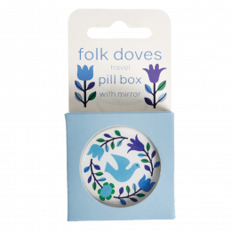 Folk Doves Pill Box With Mirror