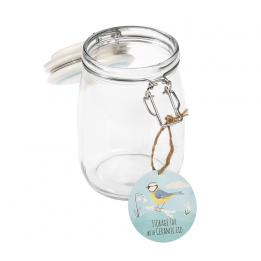 Large Blue Tit Glass Jar