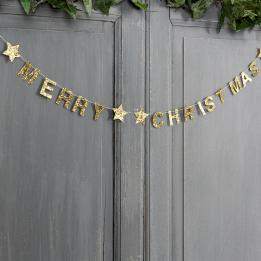 Gold Merry Christmas Garland