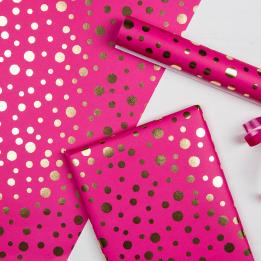 Gold Spot Fuschia Wrapping Paper