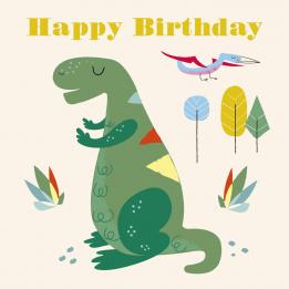 Green Dinosaur Birthday Card