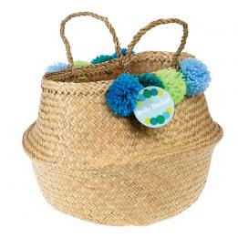 Green Pom Pom Belly Basket