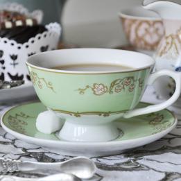 Green Regency Teacup And Saucer