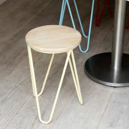 Ivory Fifties Style Wooden Stool