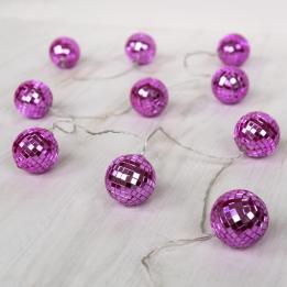 String of 10 pink disco ball lights 