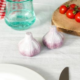 Garlic‑shaped ceramic salt and pepper shakers
