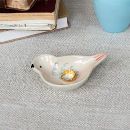 Mini ceramic trinket dish shaped like a bird.